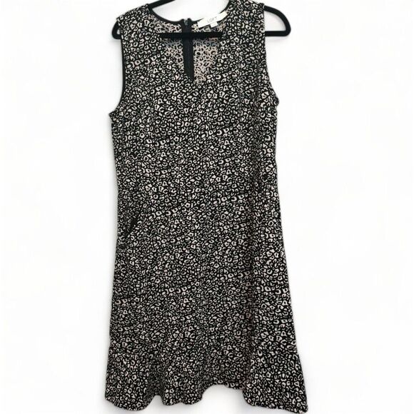 LOFT Women's Size 8 Cheetah Print Sleeveless Ruffle Hem Dress - Picture 1 of 4